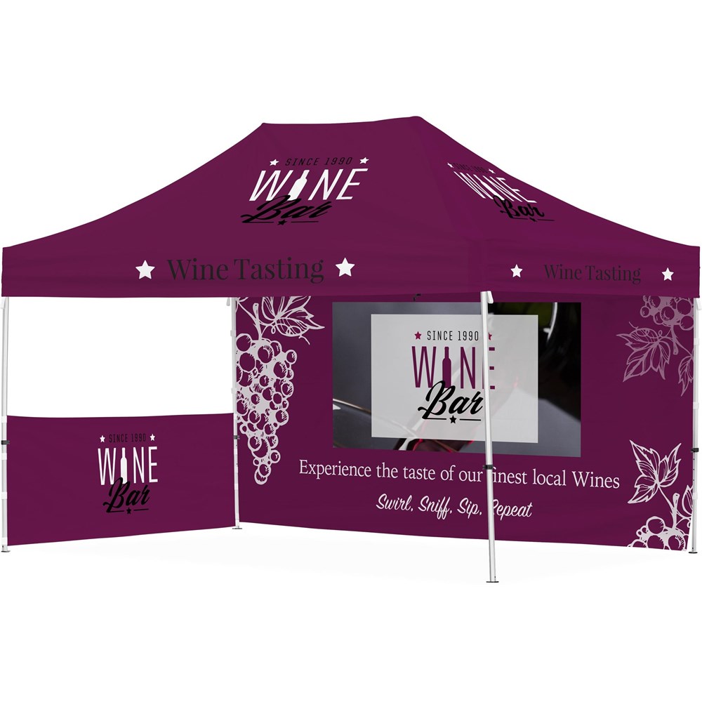 Ovation Sublimated Gazebo 4.5m X 3m - 1 Short Half-Wall Skin - 1 Long Full-Wall 